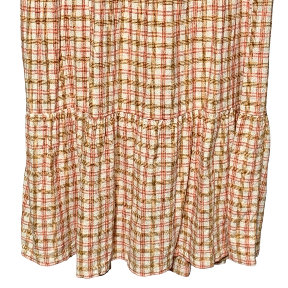 Old Navy Tiered Linen Blend Flutter Sleeve Swing Plaid Tiered Ruffle Dress - Picture 9 of 11